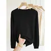 Nuevo Suéter de Cachemira para Mujer Otoño/Invierno 2026, Cachemira Pura de Cabra, Manga Larga, Cuello Redondo, Top Versátil, Suéter de Punto Cálido, Engrosado