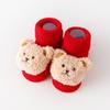 Calcetines nuevos para bebé recién nacido otoño e invierno de algodón rojo con forro polar de felpa gruesos antideslizantes calcetines navideños de piso para bebé 1