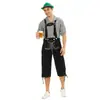 Disfraz Masculino Alemán de Múnich para Oktoberfest de Halloween Camisa a Cuadros Overol Sombrero de Cerveza Disfraz para Actuación en Escenario