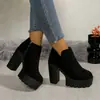 2025 Exportación Transfronteriza Europeas y Americanas Talla Grande Botas de Mujer de Tacón Alto Impermeables Plataforma Tacón Grueso Botines Versátiles Versión Coreana