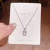 Collar cuadrado pequeño de circón ultrabrillante estilo coreano para mujer, lujo ligero, elegante, cadena para clavícula de acero de titanio de alta gama, venta al por mayor