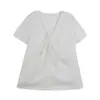 ALINDM talla grande top de diseñador para mujer ligeramente rellenita para verano 100 kg cuello en V holgado de manga corta