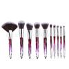 Juego de Brochas de Maquillaje de Cristal de 10 Piezas Fenglida Mango de Diamante Transparente Brocha en Forma de Abanico Venta al por Mayor Brocha para Sombra de Ojos Herramientas de Maquillaje
