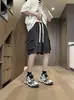 Pantalones cortos de trabajo con bolsillo grande para hombre en verano estilo japonés marca de moda etiqueta pantalones de cinco puntos para usar al aire libre talla grande pantalones casuales