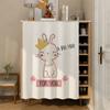 Cortina de sombreado para gabinete de baño, con dibujos animados creativos, bonita y fea, para guardar ropa de cocina y polvo.