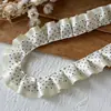 Acessórios de Renda Plissada com Bolinhas Pretas e Rosas de Camada Dupla Material DIY Feito à Mão Tábua de Pintura Fita Acessórios de Cabelo Material para Caderno Decorativo