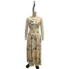 Vestido Largo Estampado Transfronterizo Europeo y Americano de Verano 2026 para Mujer Sin Mangas Vintage Sexy Cuello en V Floral Espalda Descubierta Cintura Ceñida