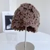 Gorro de Punto Floral Tejido a Crochet Hecho a Mano Estilo Chino para Mujer, Gorro de Lana Cálido de Doble Capa para Otoño e Invierno, Versátil, Turbante para la Cabeza, Moderno