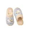 Chinelos de algodão femininos Sanrio originais Hello Kitty, nova coleção outono/inverno 2026, forrados com fleece para aquecimento, estilo pantufa baixa fofa