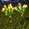 Luces de Flor de Tulipán de 5 Cabezas Solares Transfronterizas, Luces de Suelo Impermeables para Exteriores, Luces para Césped, Luces Decorativas para Jardín y Patio