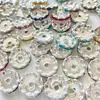 Venta caliente transfronteriza 15 mm cuenta de plata rueda redonda de diamantes de imitación espaciador de rueda borde ondulado espaciador de diamantes accesorios