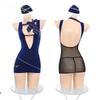Traje de Servicio de Azafata de Vuelo Privado con Falda Transparente que Expone los Glúteos, No Necesita Quitarse, Lencería Sexy, Uniforme de Puro Deseo para Mujeres