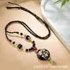 Collar Zaki Lam con Cuenta Dzi de Nueve Ojos Procesada al Fuego de Xizang con Cuerda Trenzada Hecha a Mano, Cuenta Dzi de Ágata, Diseño de Nicho, Suministro de Producto Popular