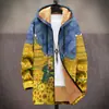 Chaqueta de Nuevo Estilo Transfronteriza con Elementos de Patrón Multicolor, Cárdigan con Capucha y Cierre B2, Abrigo de Algodón Polar Espesado de Invierno con Forro Amarillo