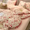 Conjunto de Roupa de Cama Fofo de Elefantinho em Gaze Prensada Quatro Peças Capa de Edredom com Borda de Pelúcia Classe A Conjunto de Roupa de Cama de Dormitório Três Peças 4