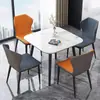 Mesa de Comedor de Piedra Sinterizada Mesa de Comedor Cuadrada de Restaurante de Lujo Ligero Mesa Simple para Hogar Apartamento Pequeño Juego de Mesa y Sillas Mesa de Negociación Informal
