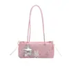 Bolsa de Ombro Única de Coelho Cartoon Rosa Feminina 2026 Nova Bolsa de Mão com Pingente de Estrela Fofa Estilo Menina Bolsa para o Dia a Dia