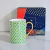 Xícara de Café em Porcelana Óssea Banhada a Ouro Estilo Europeu Palaciano Transfronteiriça, Caneca Cerâmica Doméstica, Lembrança de Casamento, Presente Comemorativo