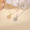 Luochen Venta Caliente Transfronteriza Collar Colgante Redondo Hueco Símbolo de la Suerte Diseño de Nicho Lujo Ligero Sensación de Alta Gama Cadena para la Clavícula