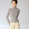 Baicai Rong 100% Caxemira Pura Novo Estilo Suéter de Tricô Gola Alta Listrado Tricô Sem Costura Casual Versátil