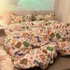 Juego de Cama de Cuatro Piezas de Dibujos Animados de Estilo Femenino, Funda de Edredón Dulce, Ropa de Cama para Dormitorio de Estudiante, Juego Individual de Tres Piezas