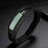 Popular Pulsera Tejida de Estilo Oscuro de Amazon con Piedra Natural Ojo de Tigre y Joyería de Cuero de Doble Capa de Moda para Hombre