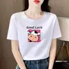 Camiseta Feminina Manga Curta Tendência Ásia Central e do Sul, Verão Estilo Coreano Fofa Estampa de Desenho Animado Ins Top para Estudante, Comércio Exterior