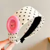 Diadema vintage de lunares plisada de ala ancha para mujer, casual y única, con un toque de alta gama, diadema versátil que hace que la cabeza se vea más alta y el rostro parezca más pequeño