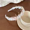 Diadema floral retro femenina clip para el pelo de tul con degradado francés dopamina accesorio para el pelo estilo crema diadema ancha versátil