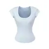 Blusa Manga Curta Immortal Small T Lyocell Tencel Gola U Grande Sensação Pura de Transparência Multicor Slim-fit Camiseta Modeladora