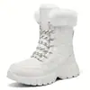 Sapatos de algodão quentes de inverno antiderrapantes com forro de fleece espessado para comércio exterior russo para mulheres, botas de neve quentes de inverno para viagens ao norte, esqui e neve para mulheres