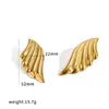 Pendientes Únicos y Elegantes de Ala de Ángel con Diseño Texturizado, Tornillos de Acero de Titanio, Pendientes de Acero Inoxidable Chapados en Oro de 18 Quilates