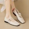Zapatos de Salón Cuadrados Weiwei Girl 8393-1 para Mujer, Zapatos Planos Franceses con Correa de Tobillo, Estilo Coreano, Suela Suave, Zapatos para Mujer