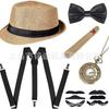 Anos 1920 Festa Gatsby Charuto Falso Relógio de Bolso Alça de Pescoço Conjunto de Gravata Borboleta Roupa Masculina Chapéu Boina de Lã