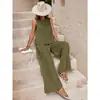 2025 Sudeste Asiático Algodón Lino Moda Casual Holgado Conjunto de Dos Piezas Top sin Mangas para Mujer Pantalones Sueltos Conjunto de Mujer Mujer