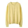 Corte Ajustado, Lujo Accesible, Suave y Amigable con la Piel Chaqueta Suéter de Manga Larga Nuevo Estilo Otoño e Invierno 2025 Cárdigan Tejido 100% Cachemira para Mujer