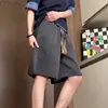 Verão 2026 Novo Estilo Casual Retro Americano Solto Respirável Cor Tira Tecida Padrão Espiga de Trigo Shorts de Cinco Pontos Masculino