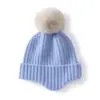 Gorro infantil unisex de cachemir, gorro de punto versátil que cubre las orejas, gorro cálido y resistente al frío con pompón, gorro para clima frío en exteriores