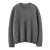 Suéter de Cachemira para Mujer Versátil Cuello Redondo Holgado Suéter de Cachemira Color Sólido Puro Moda Cepillado Simple Jersey de Punto