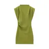 Comercio exterior al por mayor otoño nuevo estilo europeo y americano con hombreras cintura plisada vestido corto 3644327
