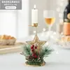 Nuevo Candelabro de Navidad Dorado de Hierro Adornos para Ventana Decoraciones de Piña de Árbol de Navidad Arreglo de Ambiente Bandeja para Velas
