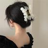 Grip de malha flor de fada grande elegante moda estilo francês luxo leve pinça tubarão coque cabelo nuca cabelo atrás pinça feminina