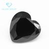 Direto da fábrica em forma de coração de cristal preto zircônio pedra nua artificial fundo pontiagudo em forma de coração de cristal preto zircônio imitação de zircão preto