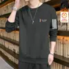Nueva Camiseta de Manga Larga con Cuello Redondo Otoño/Invierno 2025, Sudadera Gruesa Versátil de Moda con Forro Polar, Camiseta Básica de Moda para Hombre
