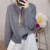 Nuevo Abrigo Cardigan de Punto Holgado con Cuello Alto y Doble Cremallera Otoño/Invierno 2026 Estilo Coreano Bloque de Color Suéter Cálido