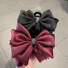 Elegante Pinza de Tiburón de Satén de Color Sólido con Lazo Estilo Coreano de Gama Alta, Pinza de Garra de Color Sólido, Accesorio para el Cabello