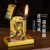 Nuevo encendedor inflable con impresión a color dorada, Zaki Ram llama brillante, encendedor de butano con rueda de pedernal de tendencia nacional, disponible para venta al por mayor y dropshipping