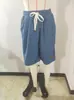 2026 Nuevos Pantalones Casuales Transpirables a Cuadros Pequeños para Hombre de Amazon Transfronterizo con Cordón, Bermudas Versátiles de Cinco Bolsillos con Etiqueta de Cuero