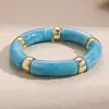 Pulseira Europeia e Americana Transfronteiriça de Acrílico Azul Manchadado com Costura Levemente Luxuosa de Alta Qualidade Personalizada Moda Exagerada Joia de Mão