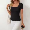 Ropa de Mujer para Comercio Exterior Europeo y Americano, Camiseta de Manga Corta Transfronteriza, Negra, Nuevo Estilo Verano 2026, Top Básico para Mujer